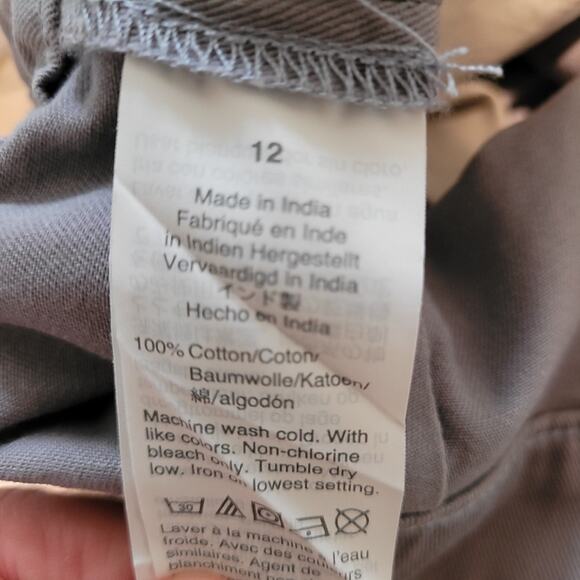 J. CREW 100% Cotton Twill Grey Button-Fly Wide Leg Pants - Size 12 - Picture 7 of 7